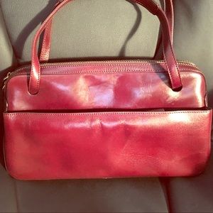 TUSK vintage leather handbag, red/brown/maroon